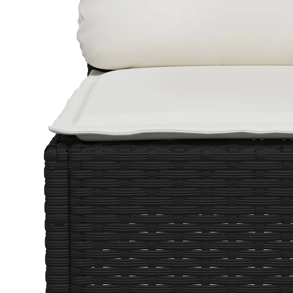 10 pcs conjunto sofás de jardim c/ almofadões vime PE preto