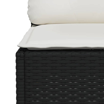 10 pcs conjunto sofás de jardim c/ almofadões vime PE preto