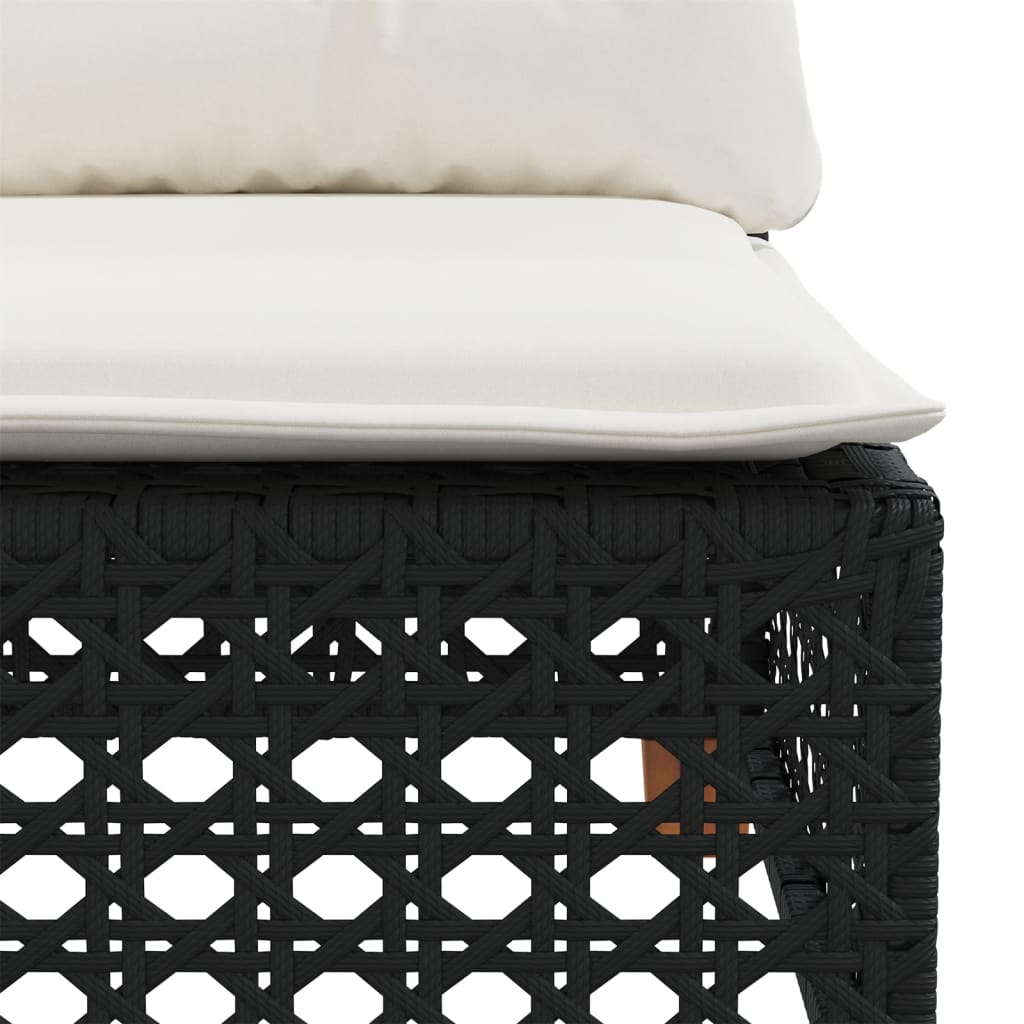 10 pcs conjunto sofás de jardim c/ almofadões vime PE preto