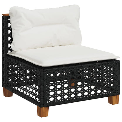 10 pcs conjunto sofás de jardim c/ almofadões vime PE preto