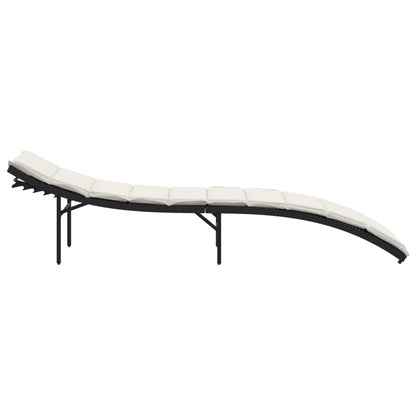 Sun loungers with cushions 2 pcs black poly rattan