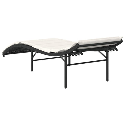 Sun loungers with cushions 2 pcs black poly rattan