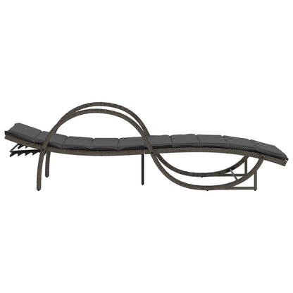Sun loungers with cushions 2 pcs PE rattan grey