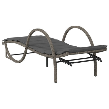 Sun loungers with cushions 2 pcs PE rattan grey