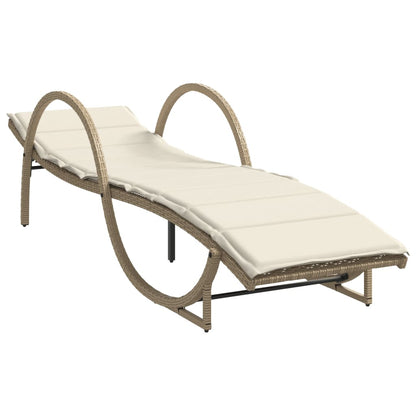 Sun loungers with cushions 2 pcs PE rattan beige