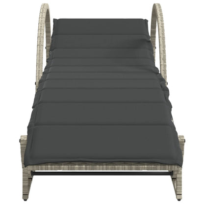 Sun loungers with cushions 2 pcs PE rattan light grey
