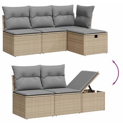 10 pcs conjunto de sofás p/ jardim com almofadões vime PE bege