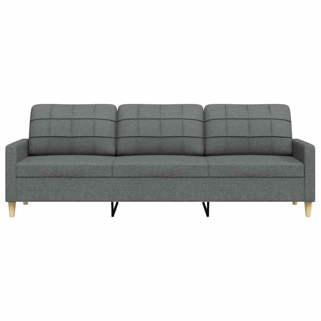 Sofá de 3 lugares 210 cm tecido cinza-escuro