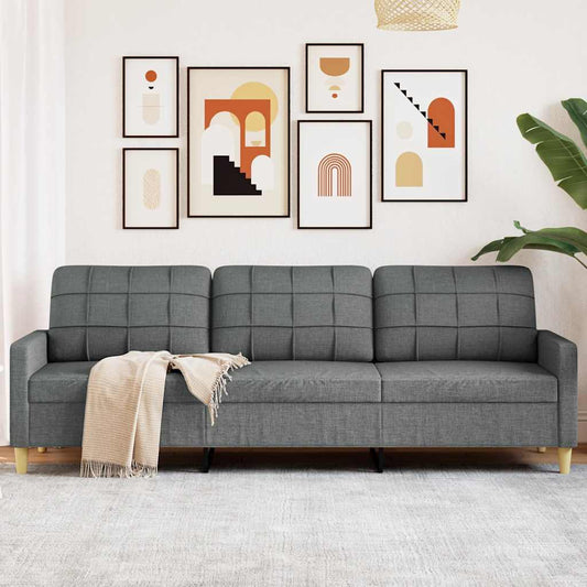3-seater sofa 210 cm dark grey fabric