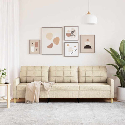 3-seater sofa in cream-colored fabric, 210 cm