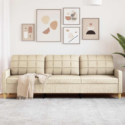 3-seater sofa in cream-colored fabric, 210 cm