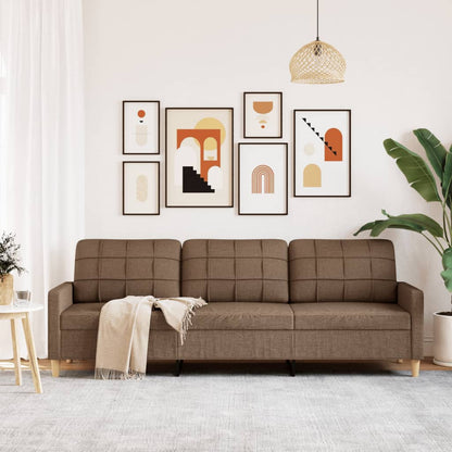 3-seater sofa in brown fabric 210 cm
