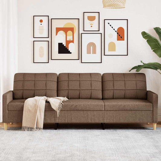 3-seater sofa in brown fabric 210 cm
