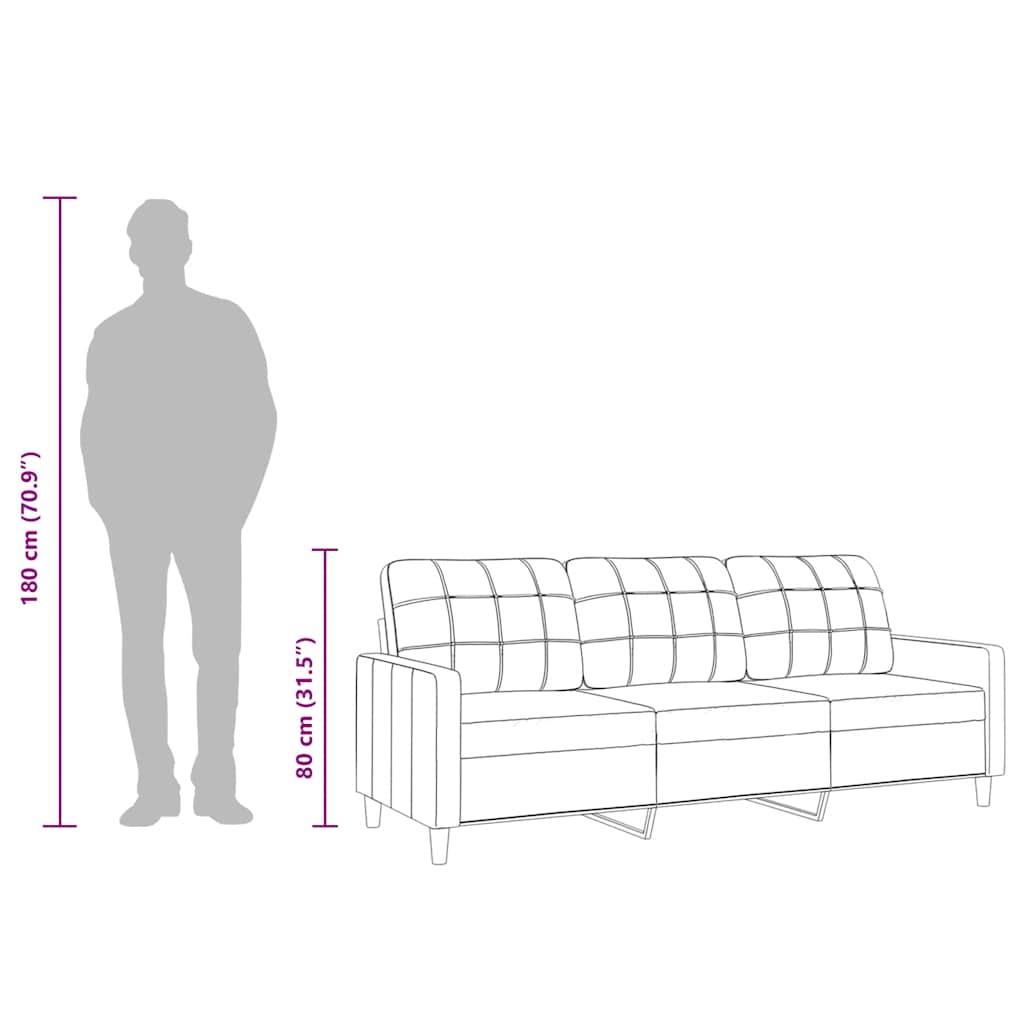3-seater sofa in fabric, 210 cm, black