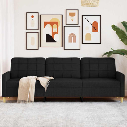 3-seater sofa in fabric, 210 cm, black