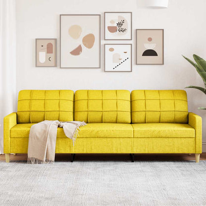 3-seater sofa 210 cm light yellow fabric