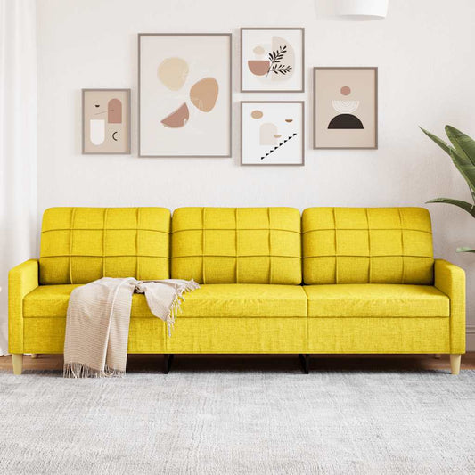 3-seater sofa 210 cm light yellow fabric