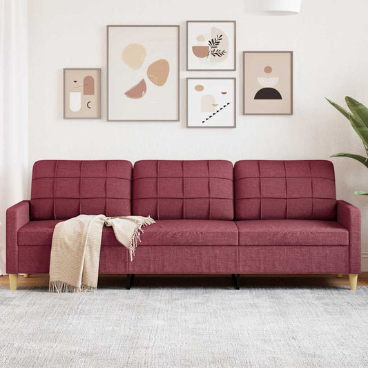 3-seater sofa in 210 cm red fabric