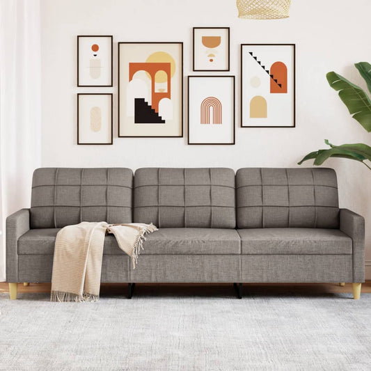 3-seater sofa in 210 cm grey-brown fabric