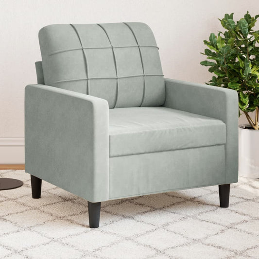 60 cm light grey velvet armchair