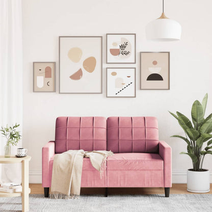 2-seater velvet sofa 120 cm pink