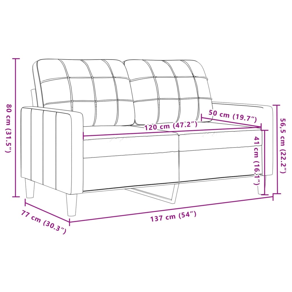 2-seater velvet sofa 120 cm pink
