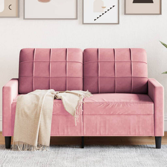 2-seater velvet sofa 120 cm pink