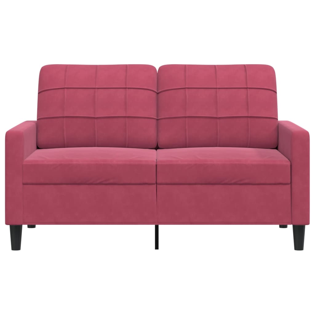 Sofá de 2 lugares veludo 120 cm vermelho tinto