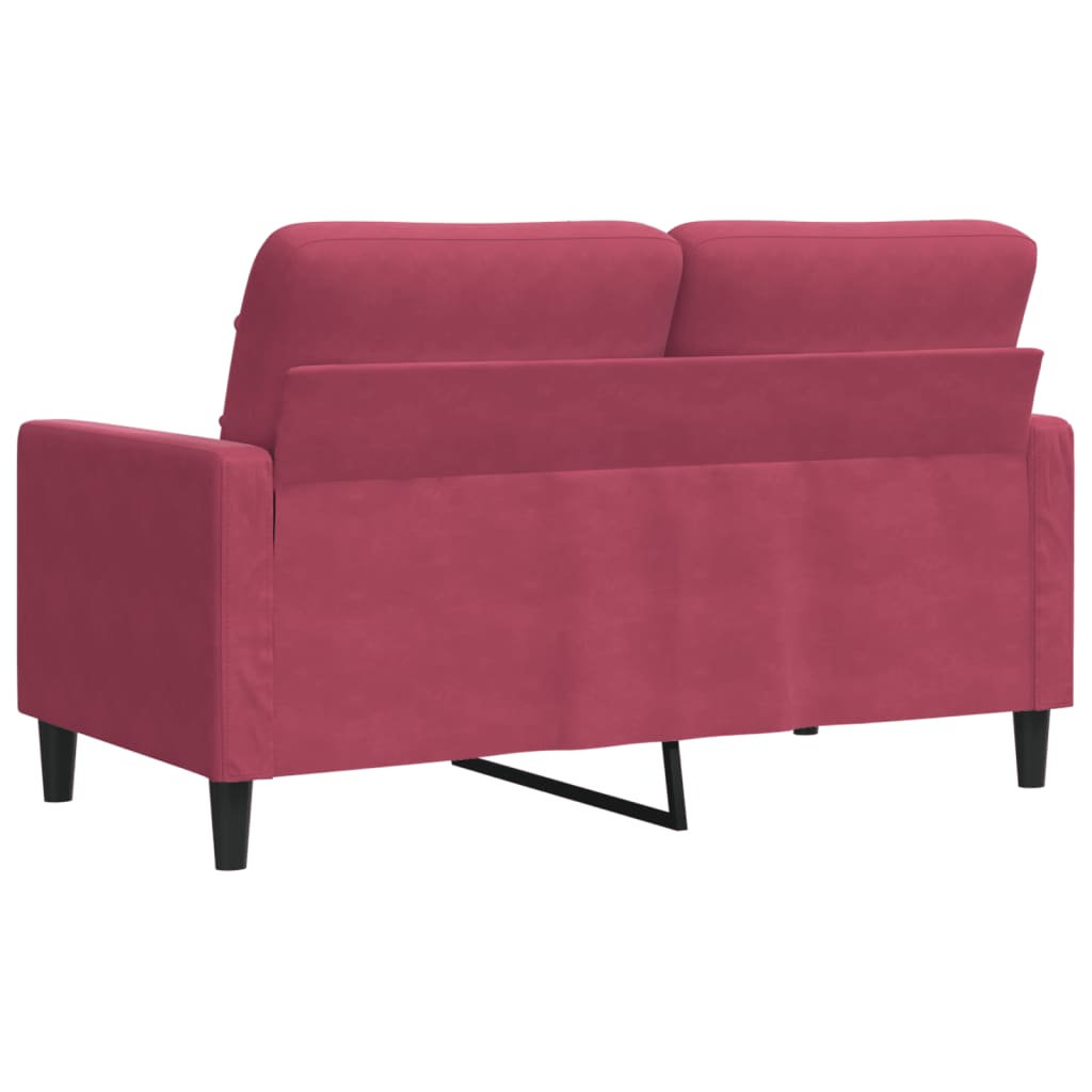Sofá de 2 lugares veludo 120 cm vermelho tinto