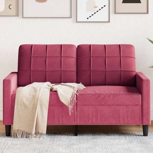 2-seater velvet sofa 120 cm red