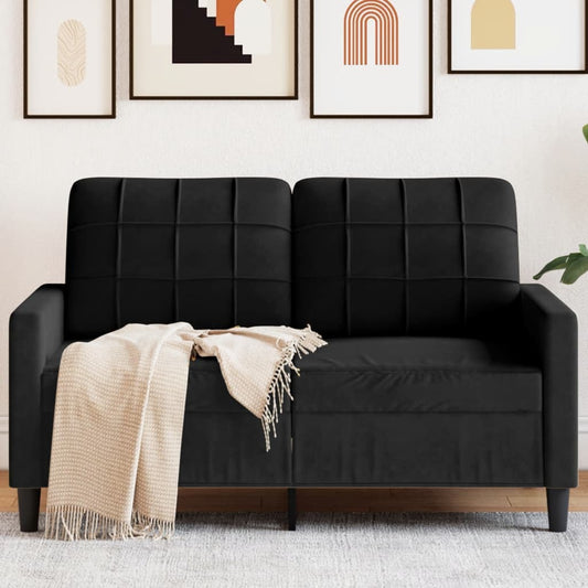 2-seater velvet sofa 120 cm black