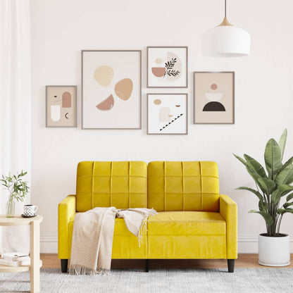 2-seater velvet sofa 120 cm yellow