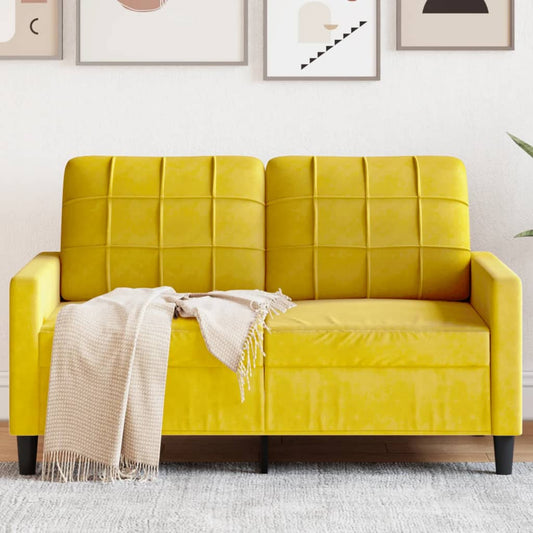 2-seater velvet sofa 120 cm yellow