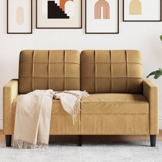 2-seater velvet sofa 120 cm brown