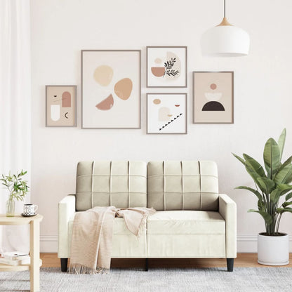 Sofá de 2 lugares veludo 120 cm cor creme