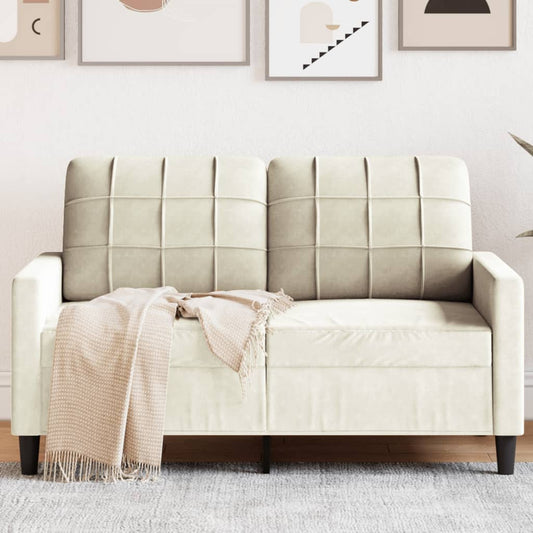 2-seater velvet sofa 120 cm cream color