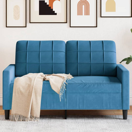 2-seater velvet sofa 120 cm blue