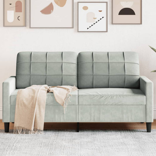 2-seater sofa 140 cm light grey velvet