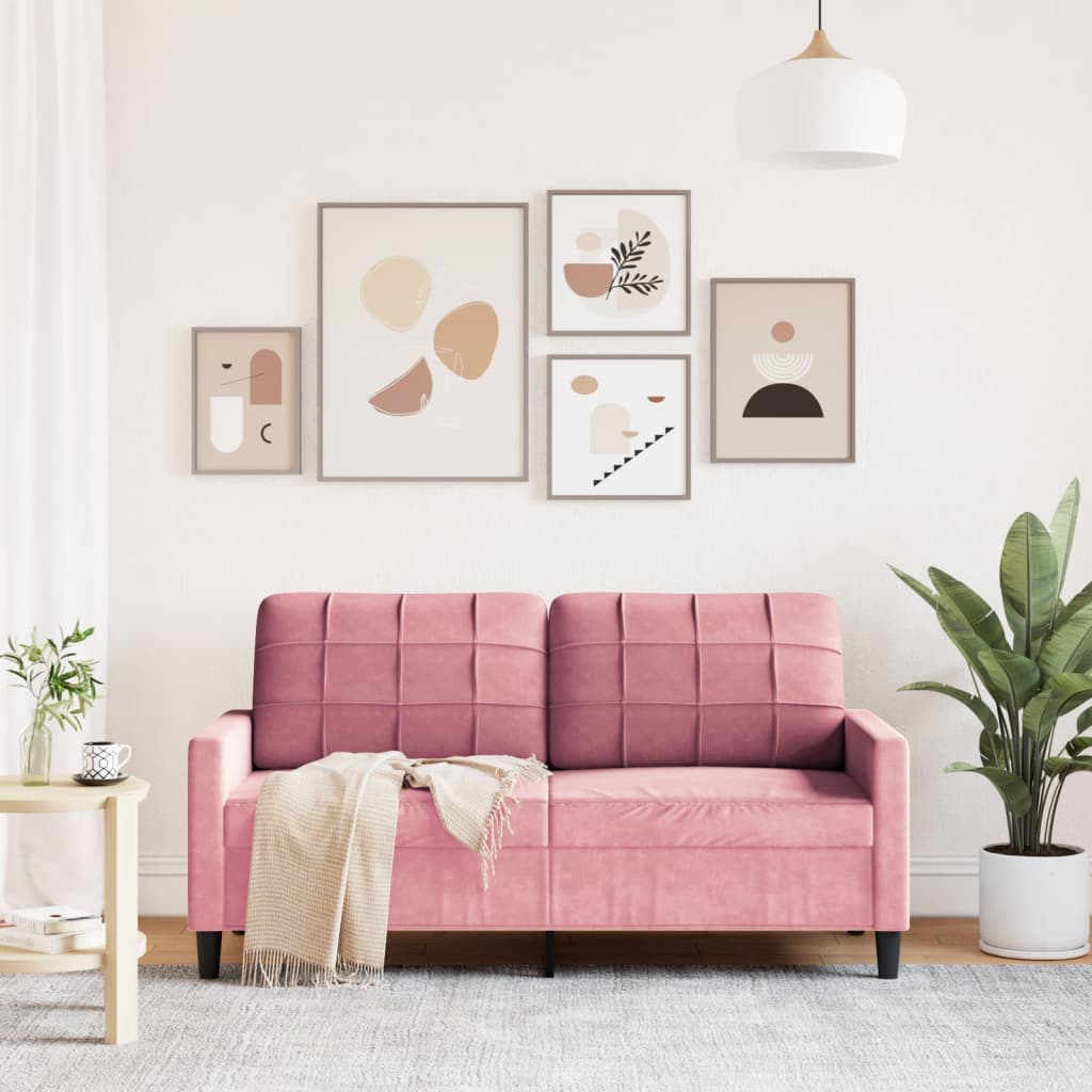 2-seater velvet sofa 140 cm pink