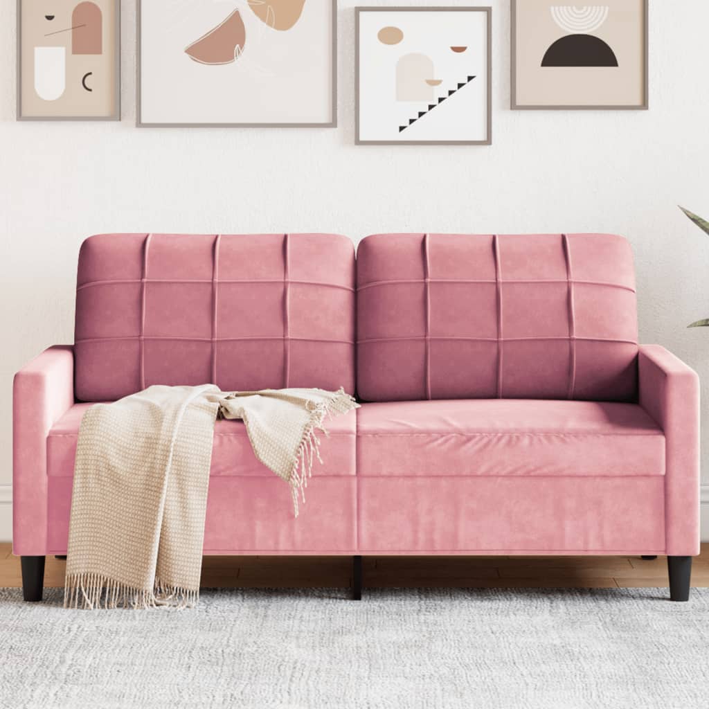 2-seater velvet sofa 140 cm pink