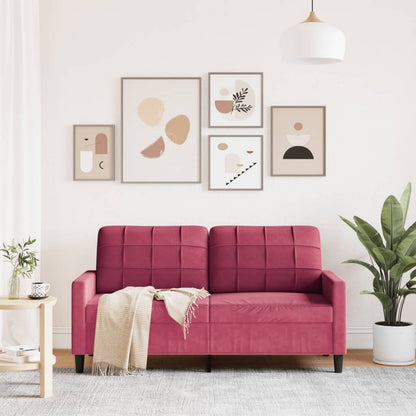 2-seater velvet sofa 140 cm red