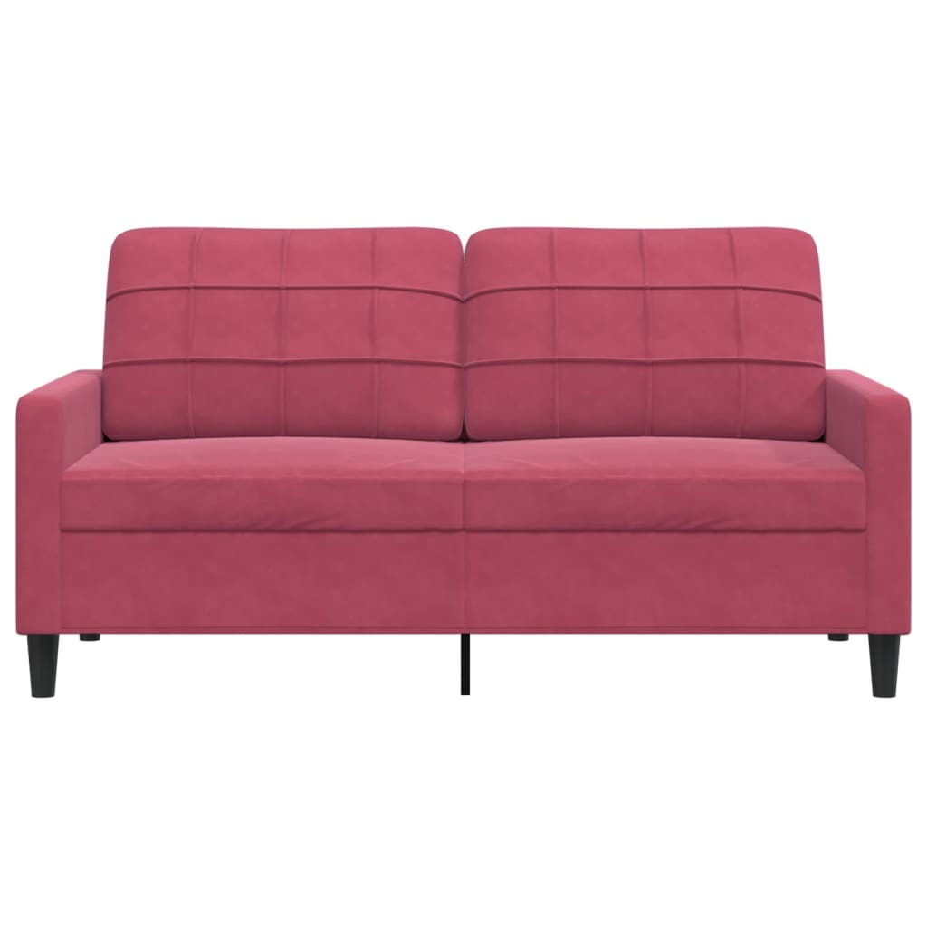2-seater velvet sofa 140 cm red