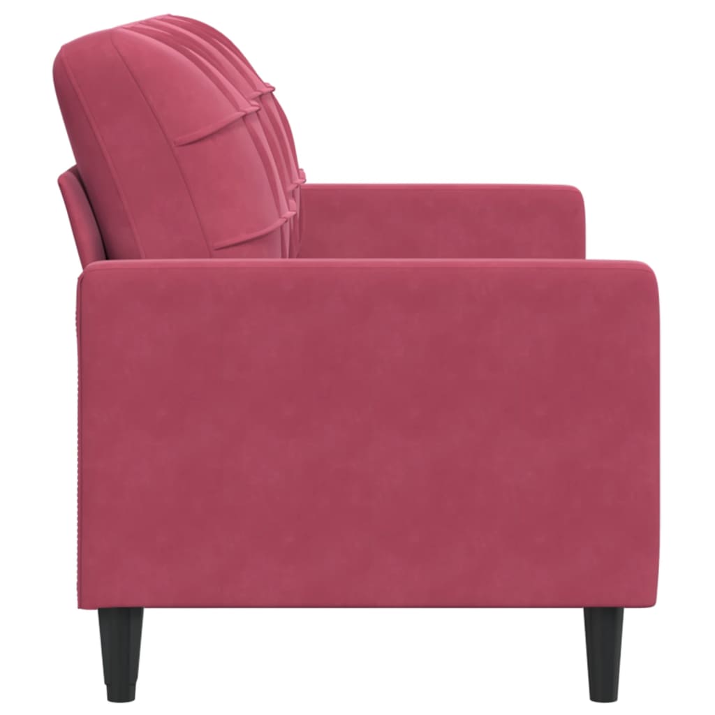 2-seater velvet sofa 140 cm red