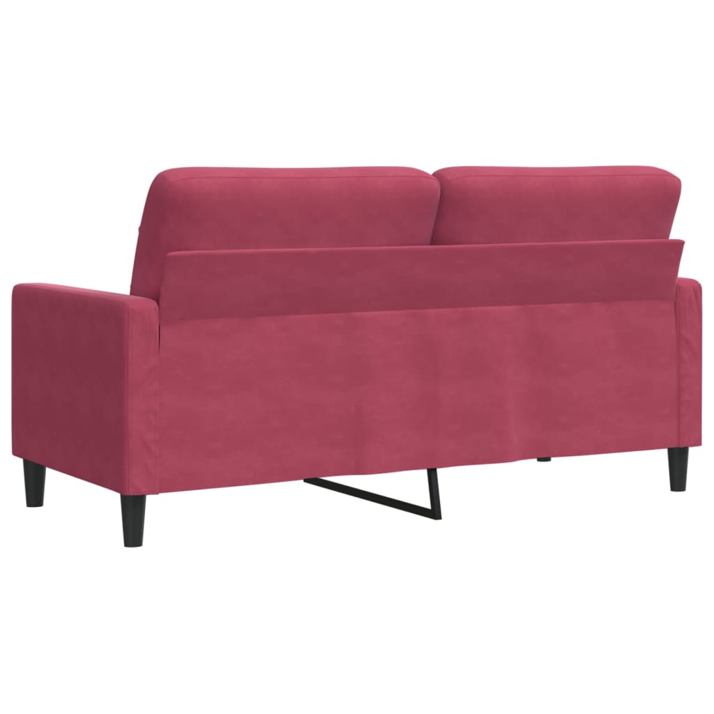 2-seater velvet sofa 140 cm red
