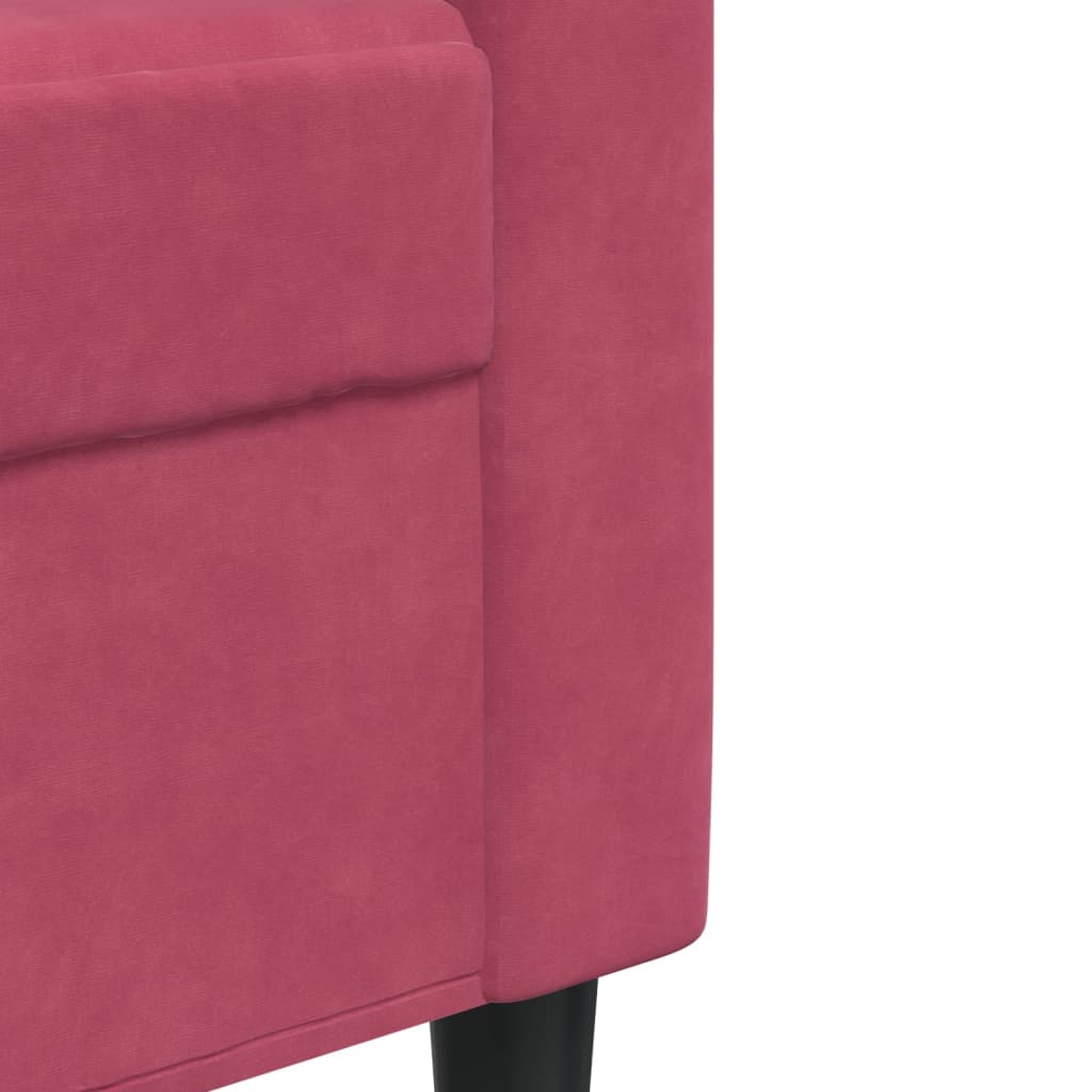 2-seater velvet sofa 140 cm red