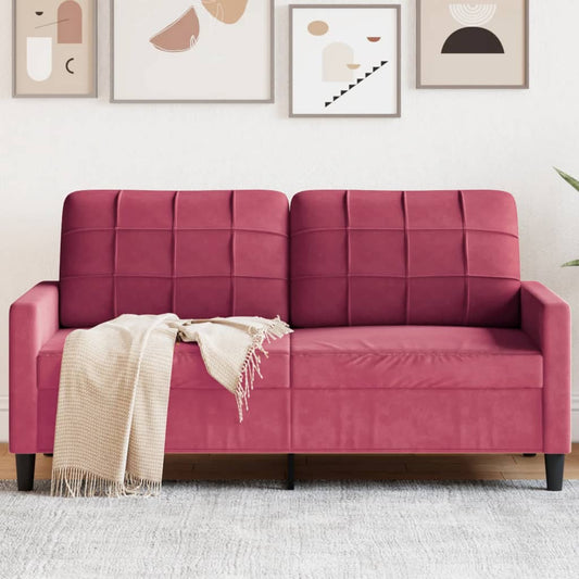 2-seater velvet sofa 140 cm red