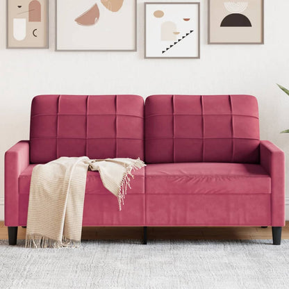 2-seater velvet sofa 140 cm red