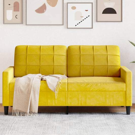 2-seater velvet sofa 140 cm yellow