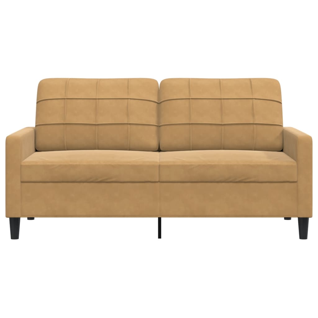 Sofá de 2 lugares veludo 140 cm castanho
