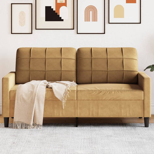 2-seater velvet sofa 140 cm brown